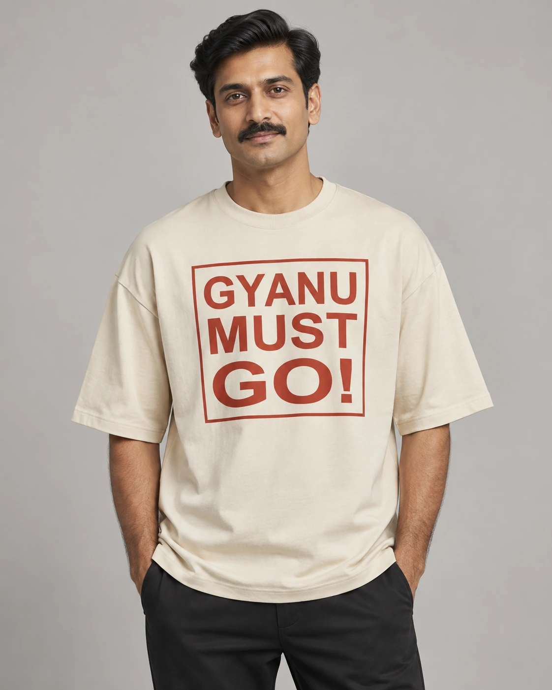 Gyanu Must Go oversized T-shirt in Bone