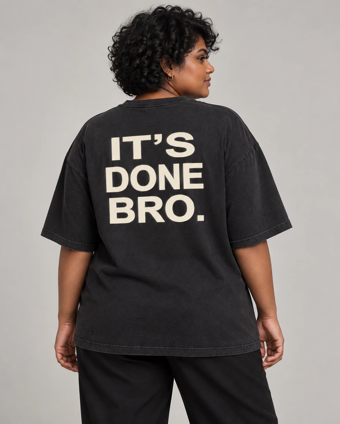 It’s Done Bro oversized T-shirt in Washed Black